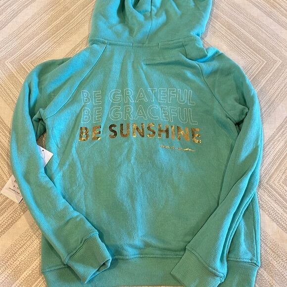Spiritual Gangster Girls Teal Grateful Sunshine Zip-up Hoodie - Size 10 - Picture 7 of 8